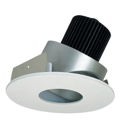 Nora Lighting NIO-4RPHA27QHZMPW 4 Inch Iolite LED Round Adjustable Pinhole, 10-Degree Optic, 850lm / 12W, 2700K, Haze Pinhole / Matte Powder White Flange