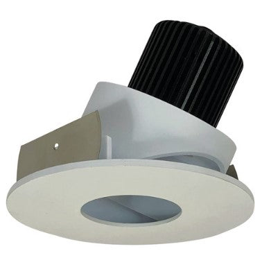 Nora Lighting NIO-4RPHA27QWW 4 Inch Iolite LED Round Adjustable Pinhole, 10-Degree Optic, 850lm / 12W, 2700K, White Pinhole / White Flange