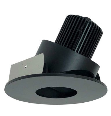 Nora Lighting NIO-4RPHA30QBB 4 Inch Iolite LED Round Adjustable Pinhole, 10-Degree Optic, 850lm / 12W, 3000K, Black Pinhole / Black Flange