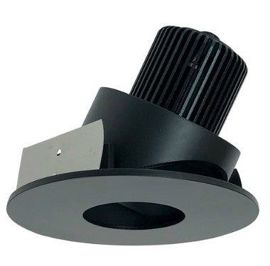 Nora Lighting NIO-4RPHA40QBB 4 Inch Iolite LED Round Adjustable Pinhole, 10-Degree Optic, 850lm / 12W, 4000K, Black Pinhole / Black Flange
