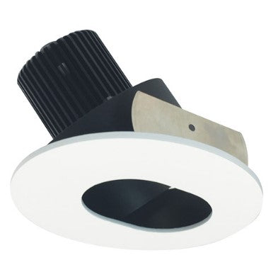 Nora Lighting NIO-4RSL27QBMPW 4 Inch Iolite LED Round Adjustable Slot Aperture, 10-Degree Optic, 850lm / 12W, 2700K, Black Slot Aperture / Matte Powder White Flange