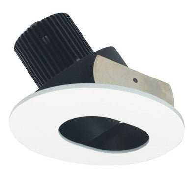 Nora Lighting NIO-4RSL40QBMPW 4 Inch Iolite LED Round Adjustable Slot Aperture, 10-Degree Optic, 850lm / 12W, 4000K, Black Slot Aperture / Matte Powder White Flange