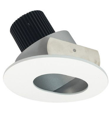Nora Lighting NIO-4RSL40QHZMPW 4 Inch Iolite LED Round Adjustable Slot Aperture, 10-Degree Optic, 850lm / 12W, 4000K, Haze Slot Aperture / Matte Powder White Flange