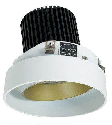 Nora Lighting NIO-4RTLA30QCHMPW 4 Inch Iolite LED Round Trimless Adjustable, 10-Degree Optic, 850lm / 12W, 3000K, Champagne Haze Adjustable / Matte Powder White Reflector