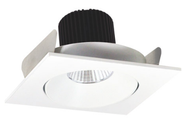 Nora Lighting NIO-4SC30QMPW 4 Inch Iolite LED Square Adjustable Cone Reflector, 10 Degree Optic, 850Lm 12W, Color Temperature 3000K, Matte Powder White Reflector / Matte Powder White Flange Finish