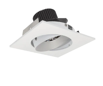Nora Lighting NIO-4SC35QHZMPW 4 Inch Iolite LED Square Adjustable Cone Reflector, 10 Degree Optic, 850Lm, 12W, Color Temperature 3500K, Haze Reflector / Matte Powder White Flange Finish