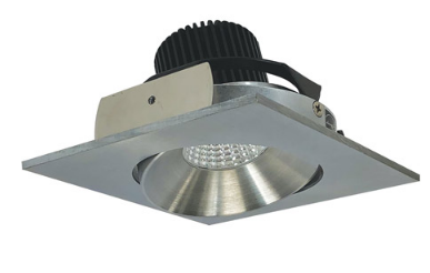 Nora Lighting NIO-4SC40QNN 4 Inch Iolite LED Square Adjustable Cone Reflector, 10 Degree Optic, 850Lm, 12W Color Temperature 4000K, Natural Metal Reflector / Flange Finish