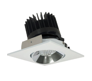 Nora Lighting NIO-4SC50XCMPW/HL 4" Iolite LED Square Adjustable Cone Reflector, 1500lm/2000lm/2500lm (varies by housing), 5000K, Specular Clear Reflector / Matte Powder White Flange