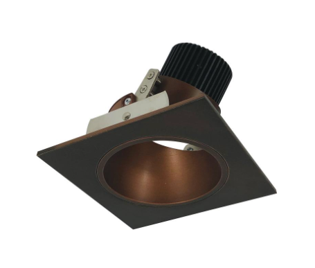 Nora Lighting NIO-4SD27QBZ 4" Iolite LED Square Adjustable Reflector with Round Aperture, 10-Degree Optic, 850lm / 12W, 2700K, Bronze Reflector / Bronze Flange