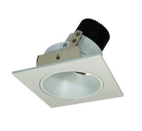 Nora Lighting NIO-4SD27QWW 4" Iolite LED Square Adjustable Reflector with Round Aperture, 10-Degree Optic, 850lm / 12W, 2700K, White Reflector / White Flange