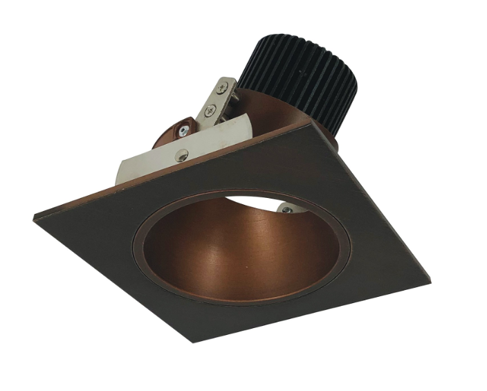 Nora Lighting NIO-4SD30QBZ 4" Iolite LED Square Adjustable Reflector with Round Aperture, 10-Degree Optic, 850lm / 12W, 3000K, Bronze Reflector / Bronze Flange