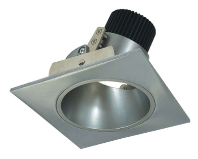 Nora Lighting NIO-4SD30QNN 4 Inch Iolite LED Square Adjustable Reflector with Round Aperture, 10 Degree Optic, 850Lm, 12W Color Temperature 3000K, Natural Metal Reflector / Flange Finish