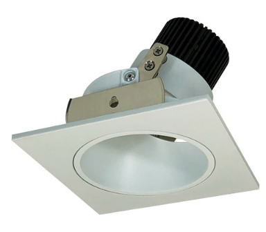Nora Lighting NIO-4SD30QWW 4 Inch Iolite LED Square Adjustable Reflector with Round Aperture, 10 Degree Optic, 850Lm, 12W Color Temperature 3000K, White Reflector / Flange Finish