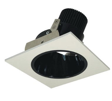 Nora Lighting NIO-4SD35QBW 4 Inch Iolite LED Square Adjustable Reflector with Round Aperture, 10-Degree Optic, 850lm / 12W, 3500K, Black Reflector / White Flange