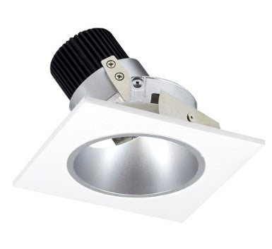 Nora Lighting NIO-4SD35QHZMPW 4 Inch Iolite LED Square Adjustable Reflector with Round Aperture, 10-Degree Optic, 850lm / 12W, 3500K, Haze Reflector / Matte Powder White Flange