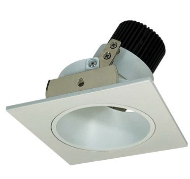Nora Lighting NIO-4SD35QWW 4 Inch Iolite LED Square Adjustable Reflector with Round Aperture, 10-Degree Optic, 850lm / 12W, 3500K, White Reflector / White Flange