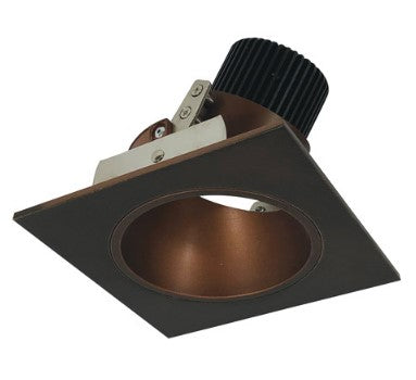 Nora Lighting NIO-4SD40QBZ 4 Inch Iolite LED Square Adjustable Reflector with Round Aperture, 10-Degree Optic, 850lm / 12W, 4000K, Bronze Reflector / Bronze Flange