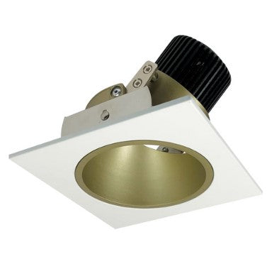 Nora Lighting NIO-4SD40QCHMPW 4 Inch Iolite LED Square Adjustable Reflector with Round Aperture, 10-Degree Optic, 850lm / 12W, 4000K, Champagne Haze Reflector / Matte Powder White Flange