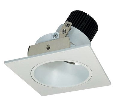 Nora Lighting NIO-4SD40QMPW 4 Inch Iolite LED Square Adjustable Reflector with Round Aperture, 10-Degree Optic, 850lm / 12W, 4000K, Matte Powder White Reflector / Matte Powder White Flange