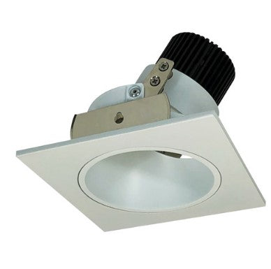 Nora Lighting NIO-4SD40QWW 4 Inch Iolite LED Square Adjustable Reflector with Round Aperture, 10-Degree Optic, 850lm / 12W, 4000K, White Reflector / White Flange