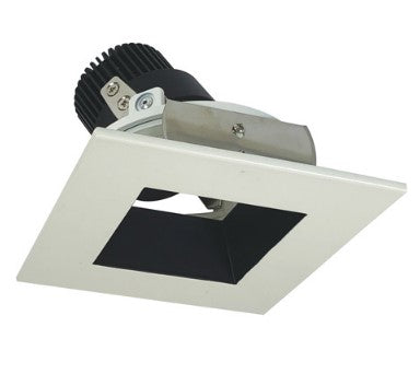 Nora Lighting NIO-4SDSQ27QBW 4 Inch Iolite LED Square Adjustable Reflector with Square Aperture, 10-Degree Optic, 850lm / 12W, 2700K, Black Reflector / White Flange