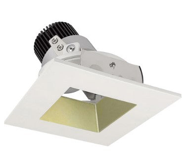 Nora Lighting NIO-4SDSQ27QCHMPW 4 Inch Iolite LED Square Adjustable Reflector with Square Aperture, 10-Degree Optic, 850lm / 12W, 2700K, Champagne Haze Reflector / Matte Powder White Flange