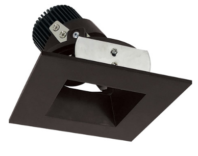 Nora Lighting NIO-4SDSQ30QBZ 4 Inch Iolite LED Square Adjustable Reflector with Square Aperture, 10 Degree Optic, 850Lm, 12W Color Temperature 3000K, Bronze Reflector / Flange Finish