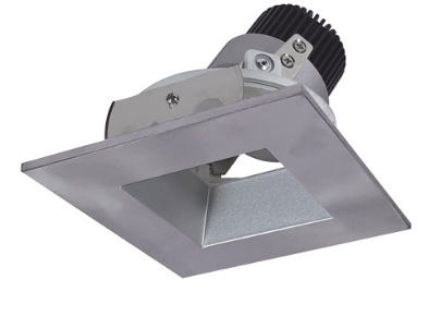 Nora Lighting NIO-4SDSQ30QHN 4 Inch Iolite LED Square Adjustable Reflector with Square Aperture, 10 Degree Optic, 850Lm, 12W Color Temperature 3000K, Haze Reflector / Natural Metal Flange Finish