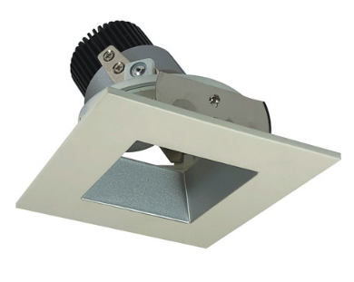 Nora Lighting NIO-4SDSQ30QHW 4 Inch Iolite LED Square Adjustable Reflector with Square Aperture, 10 Degree Optic, 850Lm, 12W Color Temperature 3000K, Haze Reflector / White Flange Finish