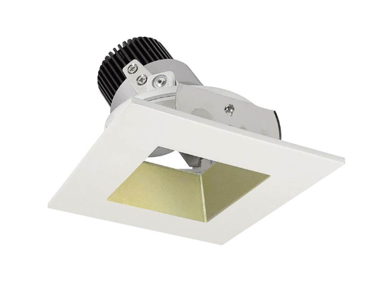 Nora Lighting NIO-4SDSQ35QCHMPW 4" Iolite LED Square Adjustable Reflector with Square Aperture, 10-Degree Optic, 850lm / 12W, 3500K, Champagne Haze Reflector / Matte Powder White Flange