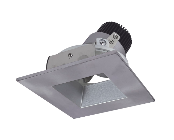 Nora Lighting NIO-4SDSQ35QHN 4" Iolite LED Square Adjustable Reflector with Square Aperture, 10-Degree Optic, 850lm / 12W, 3500K, Haze Reflector / White Flange