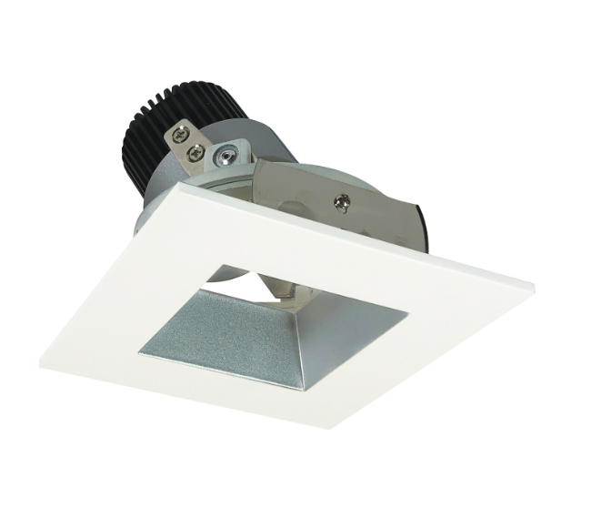Nora Lighting NIO-4SDSQ35QHZMPW 4" Iolite LED Square Adjustable Reflector with Square Aperture, 10-Degree Optic, 850lm / 12W, 3500K, Matte Powder White Reflector / Matte Powder White Flange