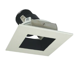 Nora Lighting NIO-4SDSQ40QBW 4" Iolite LED Square Adjustable Reflector with Square Aperture, 10-Degree Optic, 850lm / 12W, 4000K, Black Reflector / White Flange