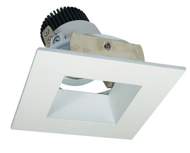 Nora Lighting NIO-4SDSQ40QMPW 4 Inch Iolite LED Square Adjustable Reflector with Square Aperture, 10-Degree Optic, 850lm / 12W, Color Temperature 4000K, Matte Powder White Reflector / Flange Finish