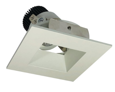 Nora Lighting NIO-4SDSQ40QWW 4 Inch Iolite LED Square Adjustable Reflector with Square Aperture, 10-Degree Optic, 850lm / 12W, Color Temperature 4000K, White Reflector / White Flange Finish