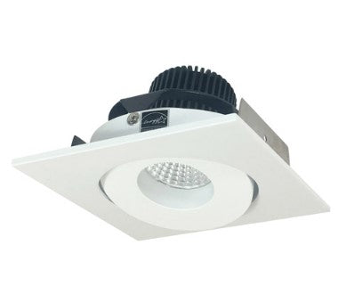 Nora Lighting NIO-4SG30QMPW 4 Inch Iolite LED Square Adjustable Gimbal, 10-Degree Optic, 850lm / 12W, 3000K, Matte Powder White Finish