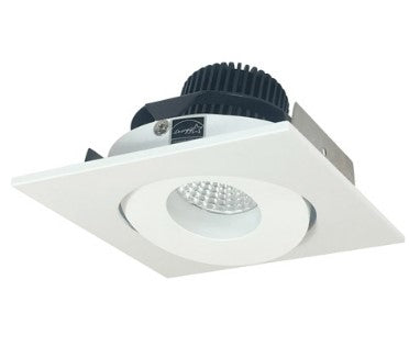 Nora Lighting NIO-4SG35QMPW 4 Inch Iolite LED Square Adjustable Gimbal, 10-Degree Optic, 850lm / 12W, 3500K, Matte Powder White Finish