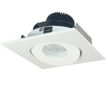 Nora Lighting NIO-4SG40QMPW 4 Inch Iolite LED Square Adjustable Gimbal, 10-Degree Optic, 850lm / 12W, 4000K, Matte Powder White Finish