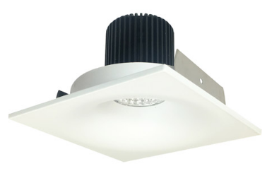 Nora Lighting NIO-4SNB30QMPW 4 Inch Iolite LED Square Bullnose, 10-Degree Optic, 850lm / 12W, Color Temperature 3000K, Matte Powder White Finish