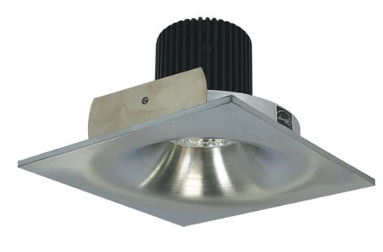 Nora Lighting NIO-4SNB35QNN 4 Inch Iolite LED Square Bullnose, 10-Degree Optic, 850lm / 12W, Color Temperature 3500K, Natural Metal Finish