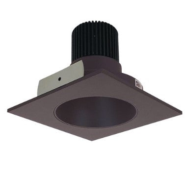 Nora Lighting NIO-4SNDC27QBZ 4 Inch Iolite LED Square Reflector with Round Aperture, 10-Degree Optic, 850lm / 12W, 2700K, Bronze Reflector / Bronze Flange