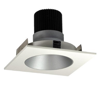Nora Lighting NIO-4SNDC27QHW 4 Inch Iolite LED Square Reflector with Round Aperture, 10-Degree Optic, 850lm / 12W, 2700K, Haze Reflector / White Flange