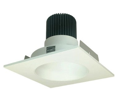 Nora Lighting NIO-4SNDC30QWW 4 Inch Iolite LED Square Reflector with Round Aperture, 10-Degree Optic, 850lm / 12W, 3000K, White Reflector / White Flange