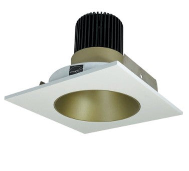 Nora Lighting NIO-4SNDC30XCHMPW/10 4 Inch Iolite LED Square Reflector with Round Aperture, 1000lm / 14W, 3000K, Champagne Haze Reflector / Matte Powder White Flange
