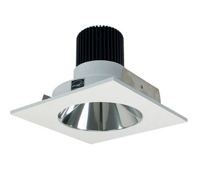 Nora Lighting NIO-4SNDC30XCMPW/HL 4 Inch Iolite LED Square Reflector with Round Aperture, 1500lm/2000lm/2500lm (varies by housing), 3000K, Specular Clear Reflector / Matte Powder White Flange
