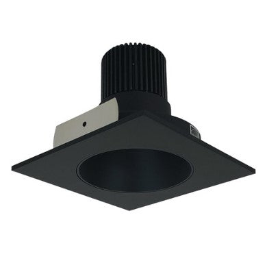 Nora Lighting NIO-4SNDC35QBB 4 Inch Iolite LED Square Reflector with Round Aperture, 10-Degree Optic, 850lm / 12W, 3500K, Black Reflector / Black Flange