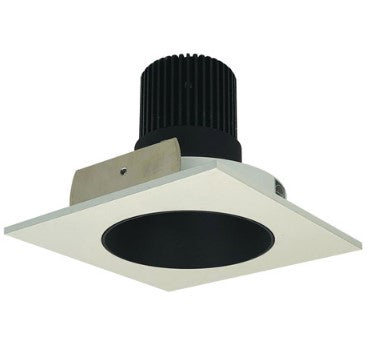 Nora Lighting NIO-4SNDC35QBW 4 Inch Iolite LED Square Reflector with Round Aperture, 10-Degree Optic, 850lm / 12W, 3500K, Black Reflector / White Flange