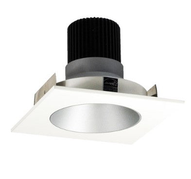 Nora Lighting NIO-4SNDC35QHZMPW 4 Inch Iolite LED Square Reflector with Round Aperture, 10-Degree Optic, 850lm / 12W, 3500K, Haze Reflector / Matte Powder White Flange