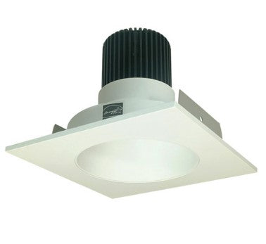 Nora Lighting NIO-4SNDC35QWW 4 Inch Iolite LED Square Reflector with Round Aperture, 10-Degree Optic, 850lm / 12W, 3500K, White Reflector / White Flange