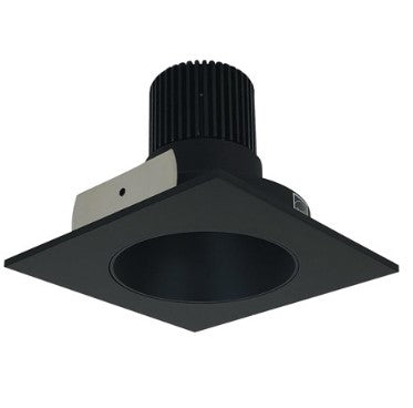 Nora Lighting NIO-4SNDC40QBB 4 Inch Iolite LED Square Reflector with Round Aperture, 10-Degree Optic, 850lm / 12W, 4000K, Black Reflector / Black Flange